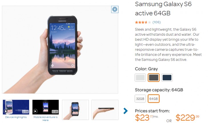 AT&T comienza a vender la variante de 64GB de Samsung Galaxy S6 Active