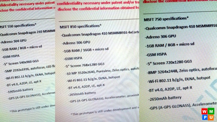 Especificaciones de los prximos Lumia 550, 750 y 850