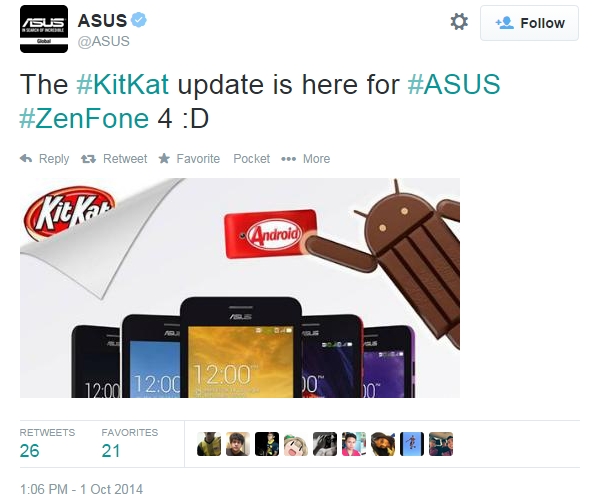 ASUS lanza actualizacin Android 4.4 KitKat para el ZenFone 4