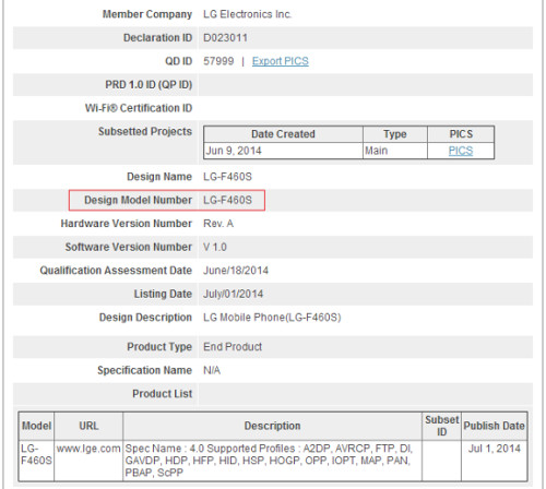 LG G3 Prime con Snapdragon 805 obtiene la certificacin Bluetooth