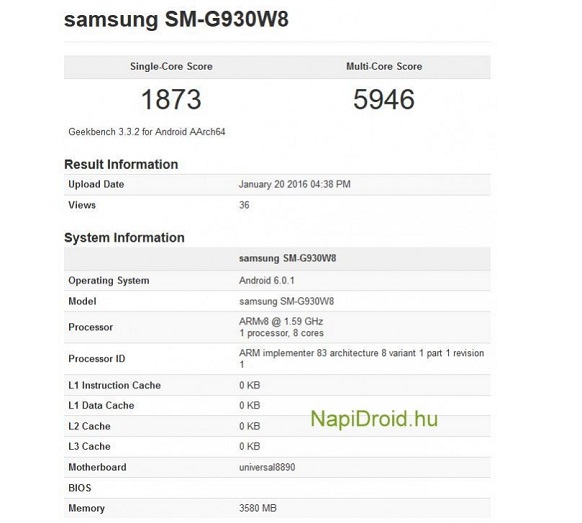 Samsung Galaxy S7 probado en Geekbench