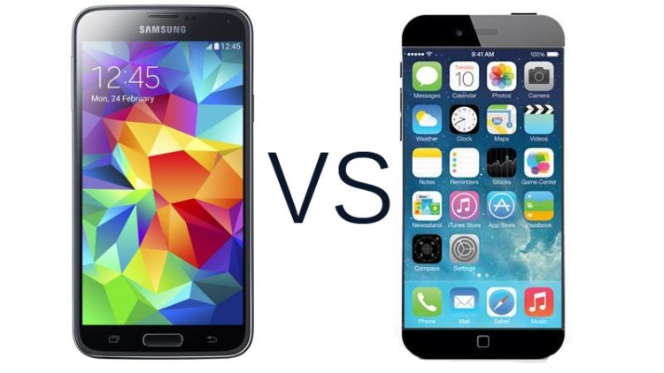 Apple iPhone 6 dimensionado contra Samsung Galaxy S5