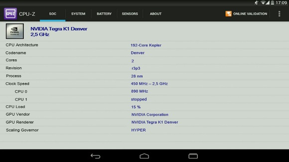 CPU-Z confirma 64 bits Tegra SoC K1 para Nexus 9