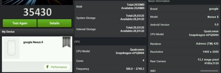 Nexus X especificaciones y la versin Android confirmados en benchmark