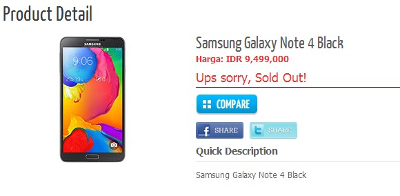 Galaxy Note 4 por € 600 precio, en dos versiones