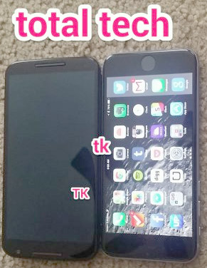 Nexus 6 dimensionado contra el iPhone 6 Plus en una foto