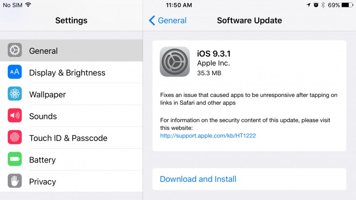 Apple lanza iOS 9.3.1 para solucionar los accidentes causados por enlaces de tapping