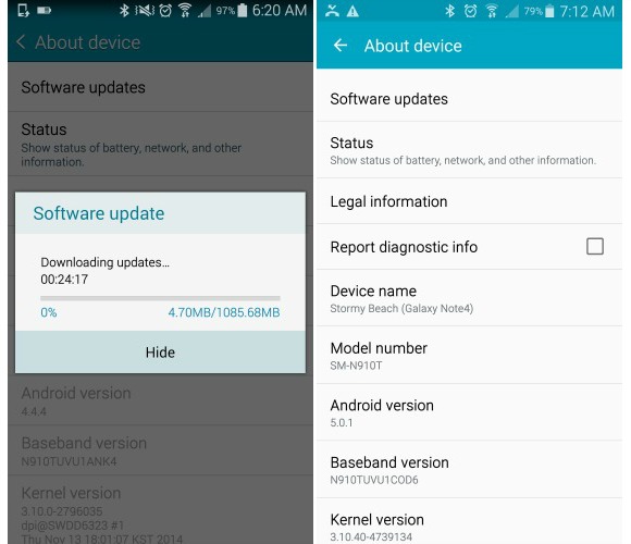 Galaxy Note 4 de T-Mobile finalmente consigue actualizacin Lollipop