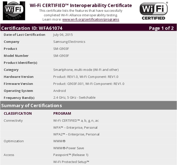 Presunto Samsung Galaxy S5 Neo aparece en la certificacin Wi-Fi