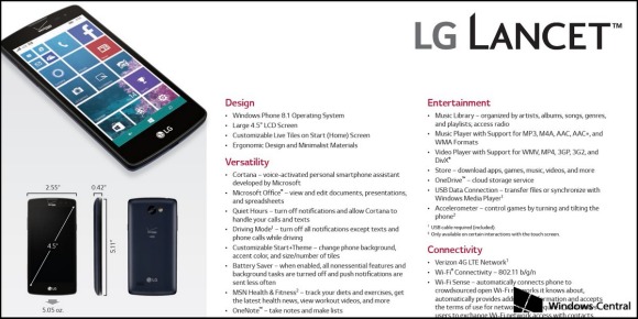 Fugas del prximo LG Lancet de Verizon con Windows Phone 8.1