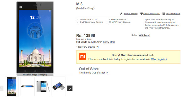 Xiaomi Mi 3 har un regreso a la India