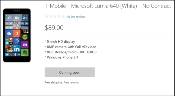 Microsoft muestra precios del Lumia 640 de T-Mobile