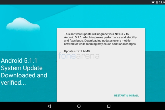 Nexus 7 (Wi-Fi) recibiendo actualizacin Android 5.1.1 Lollipop