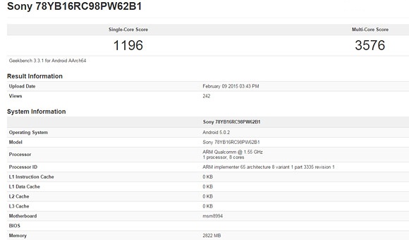 Sony Xperia Z4 visita GeekBench con su chipset Snapdragon 810