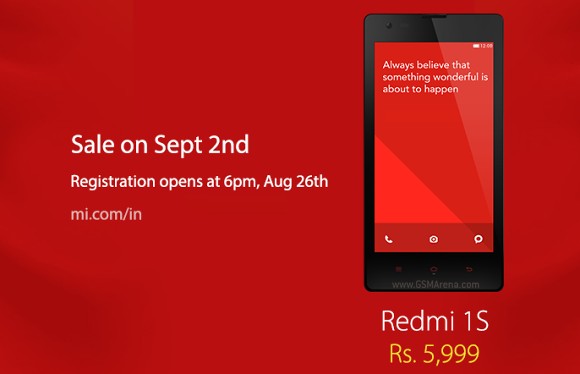 Xiaomi Redmi 1S a la venta en la India el 2 de septiembre