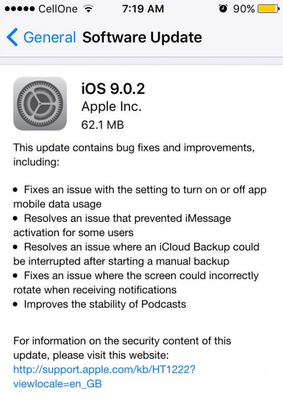 Apple comienza despliegue de iOS 9.0.2, se detiene el iOS 8.4.1 y 9.0