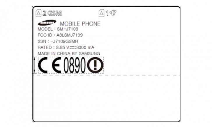 J7 Galaxy de Samsung (2016) con la batera de 3300mAh certificado por la FCC