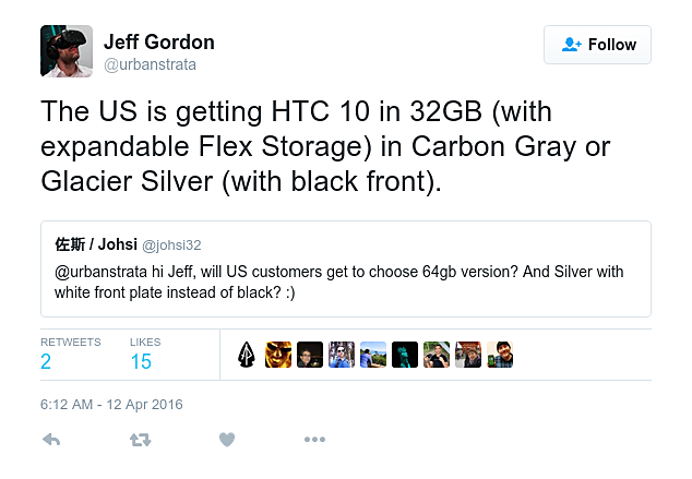 Estados Unidos probablemente no va a obtener HTC 10 de 64GB