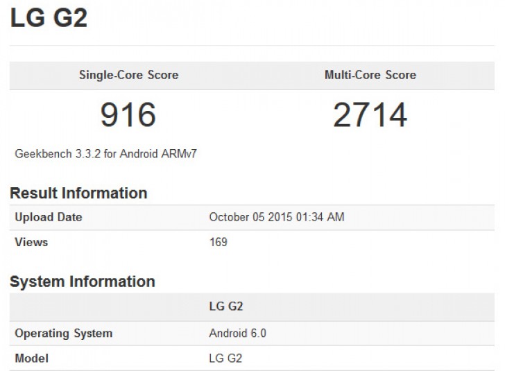 LG G2 visto con Android 6.0 Marshmallow a bordo