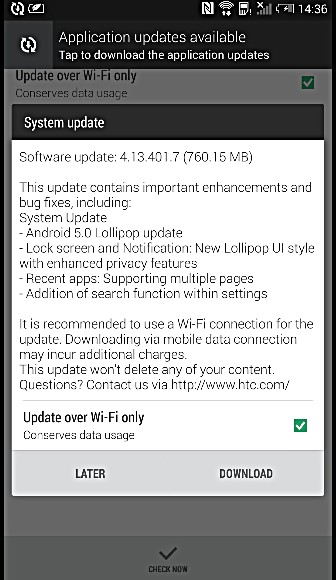 HTC One Max empieza a obtener la actualizacin Android Lollipop