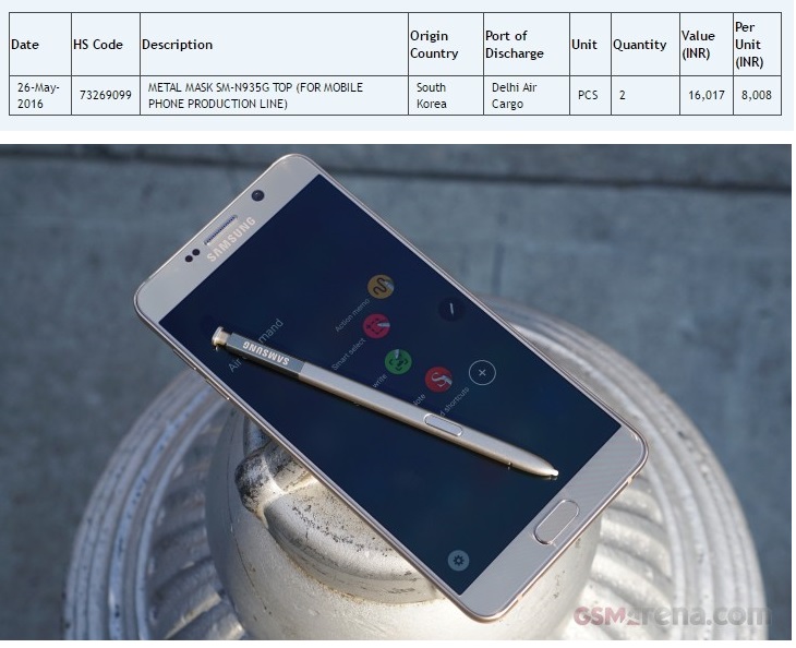Versin edge del Samsung Galaxy Note 7 aparece en el listado de importacin