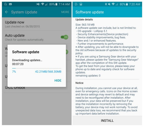 Actualizacin Android 5.1 llega a Galaxy S6 y S6 Edge de Sprint