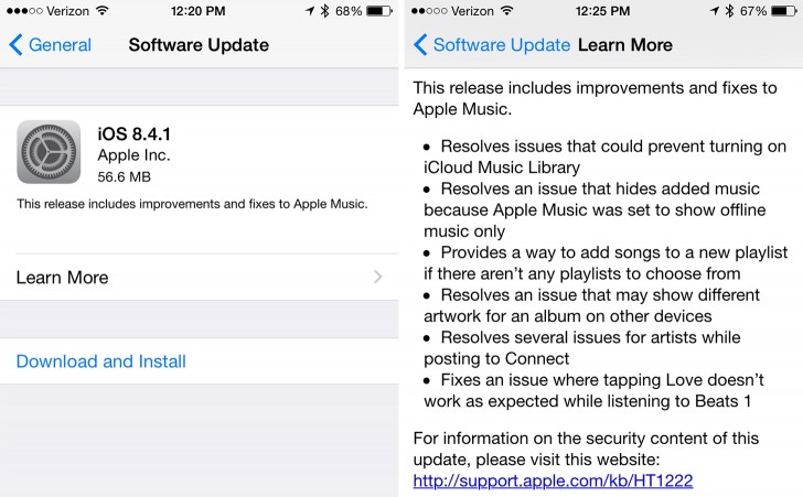 Apple lanza iOS 8.4.1 para todos los dispositivos compatibles