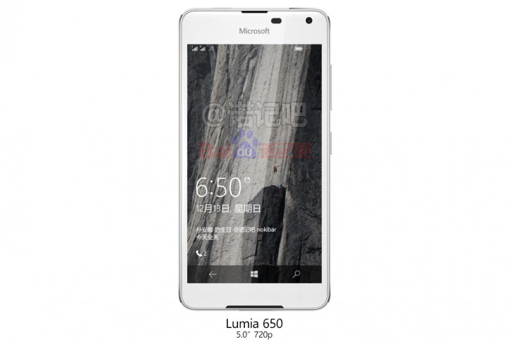 Aparece una imagen de Microsoft Lumia 650 de 5 pulgadas