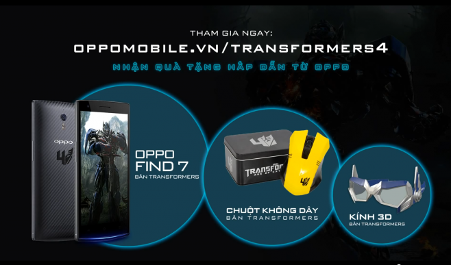 Oppo Find 7 Transformers edicin en juego en un concurso