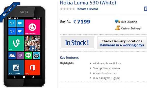 Nokia Lumia 530 lanzada en la India por $ 120