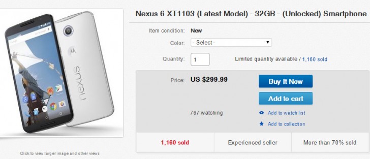 El Nexus 6 ya est� disponible por $ 299.99 en los EE.UU.