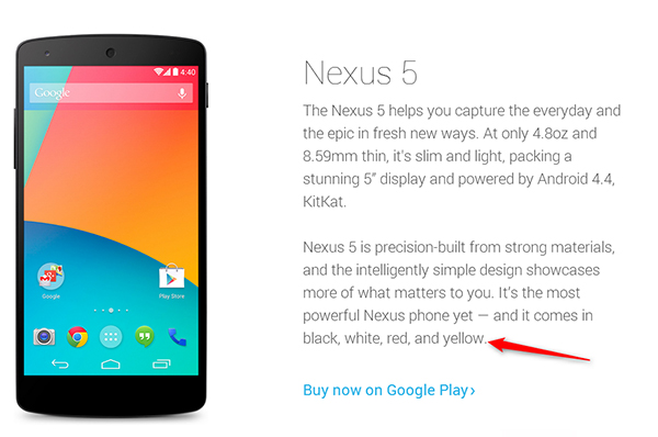 Nexus 5 amarillo aparentemente llegando en el futuro