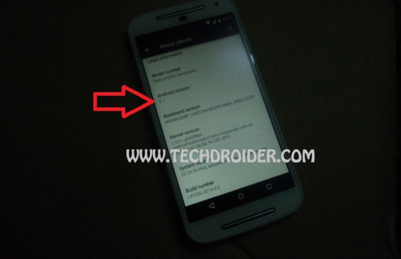 Android 5.1 visto corriendo en segunda generacin Moto G