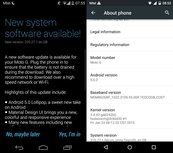 Moto G (2013) consigue Android 5.0.2 en el Reino Unido