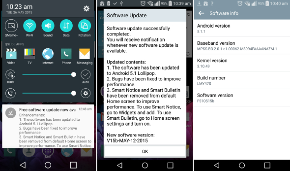Android 5.1 actualizacin despliegue para el coreano LG G Flex2