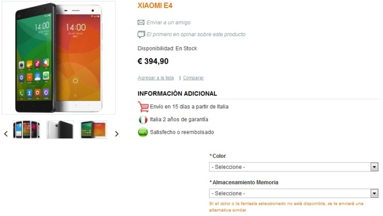 Italia abierta para pre-rdenes de Xiaomi Mi 4