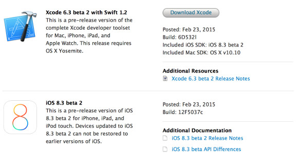Apple est sembrando iOS 8.3 beta 2 para desarrolladores