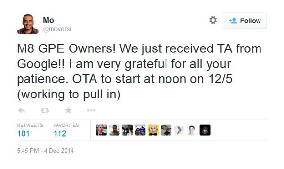 HTC One M8 y M7 GPE están recibiendo Android Lollipop hoy HTC One M8 y M7 GPE están recibiendo Android Lollipop hoy